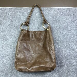 by Anthropologie Brown Bovine Leather Italian Slouchy Hobo Purse
